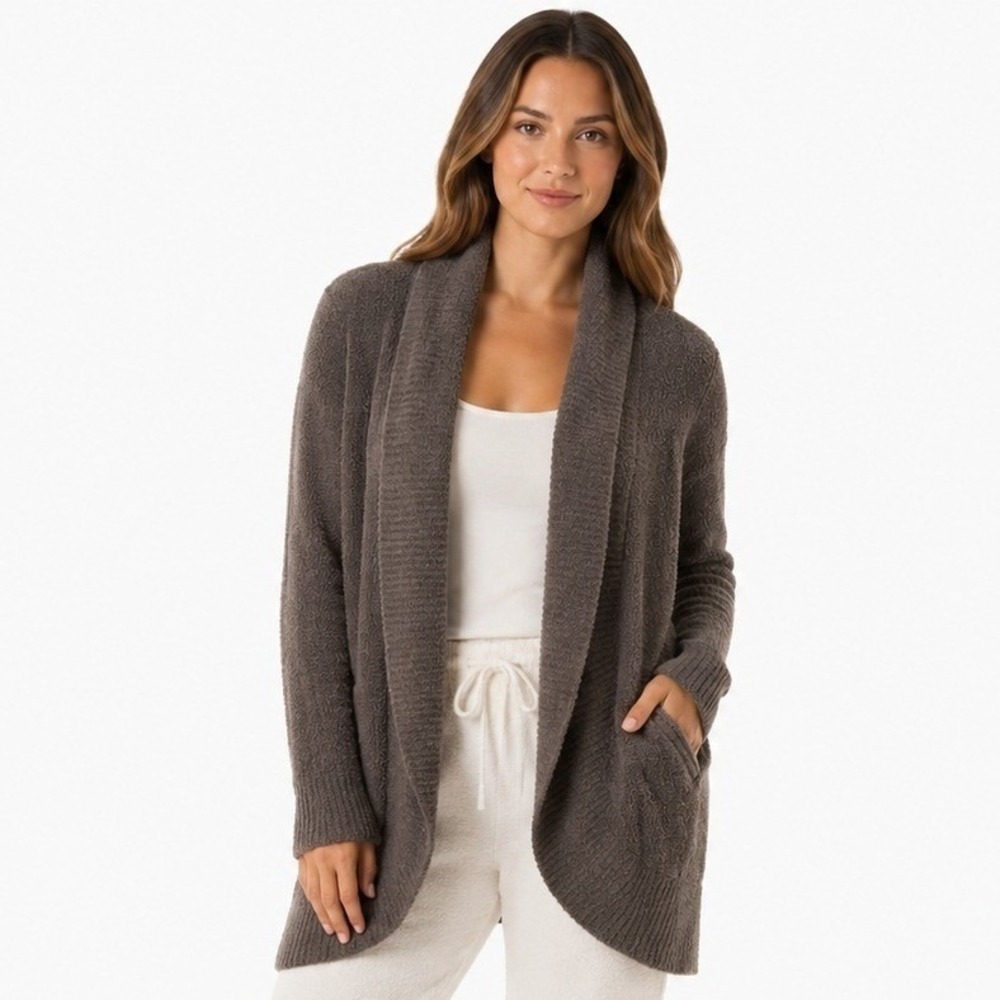 Barefoot Dreams CozyChic Lite Island Wrap Cardigan XS/S Brown Mauve 452 - Picture 8 of 8